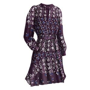 Floral Georgette Dress, J. Peterman / Parker - Large,  Burgundy Floral